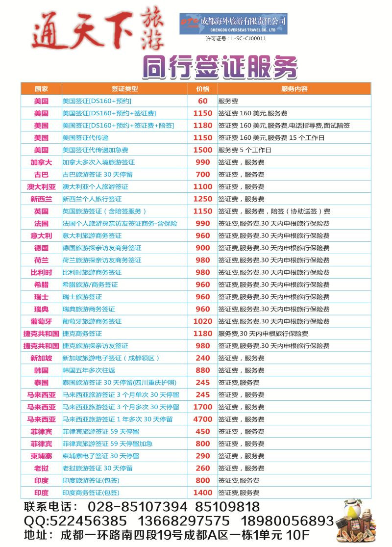 H006  成都海外-通天下旅游-签证