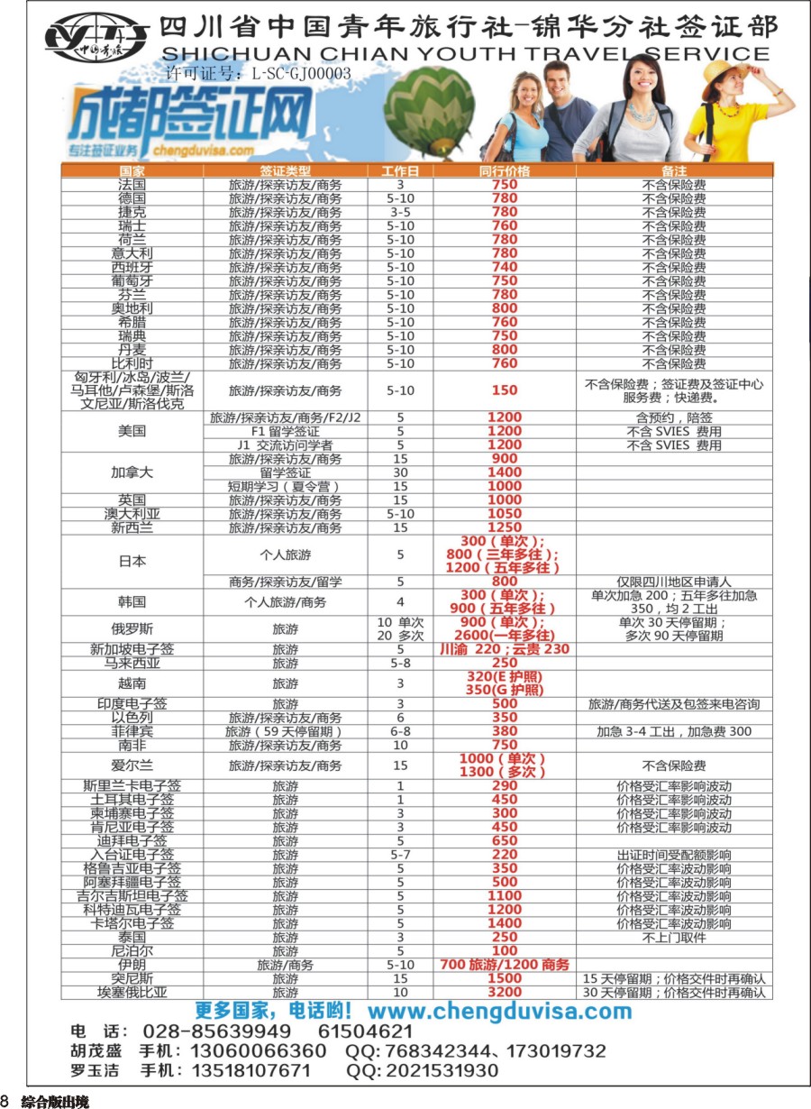 H008 四川省青旅-锦华分社-签证