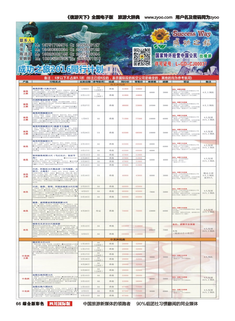 H彩066  广州成功之旅－－欧洲、美洲、南美计划