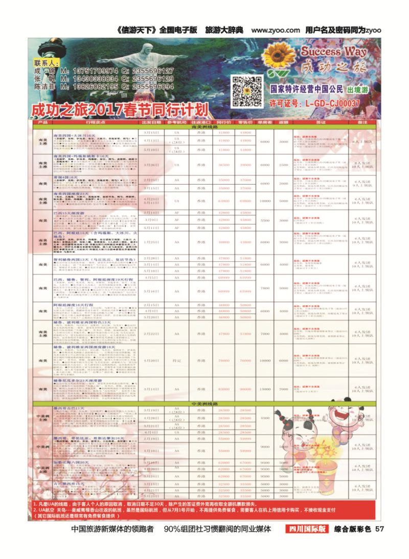 H彩057  广州成功之旅－－欧洲、美洲、南美计划2