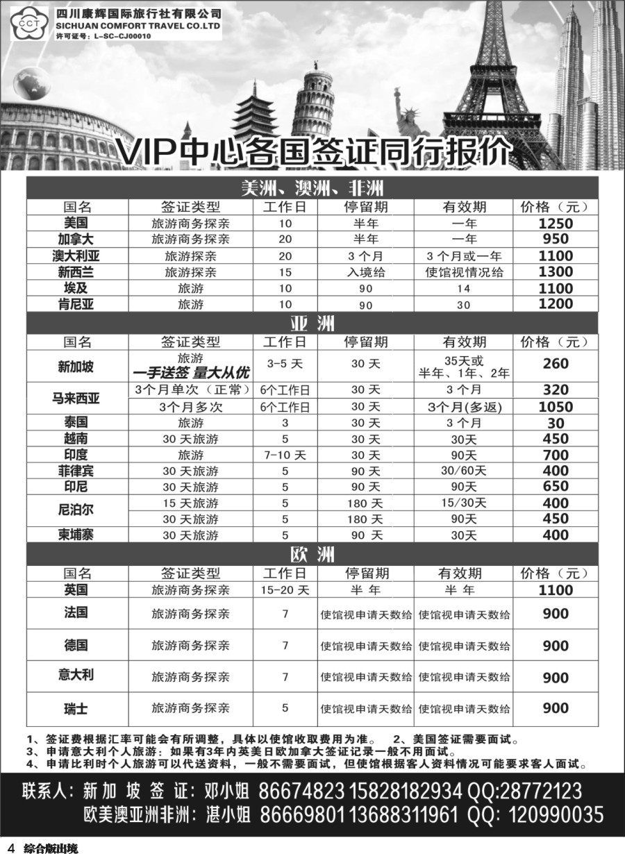 H004  四川省康辉国际旅行社-签证