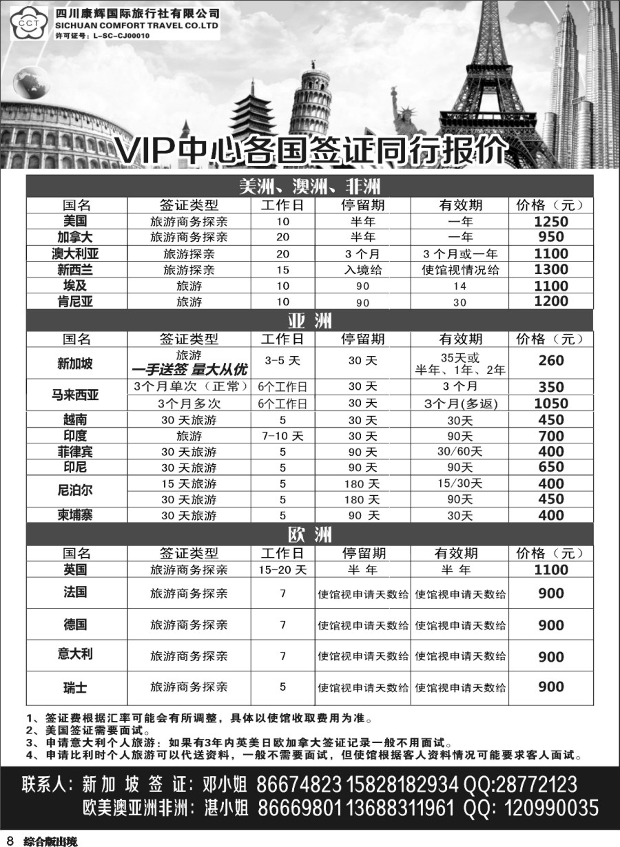 H008 四川省康辉国际旅行社-签证