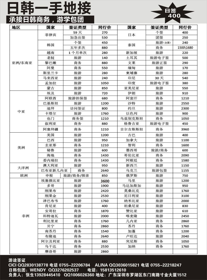 游途签证日韩泰新马