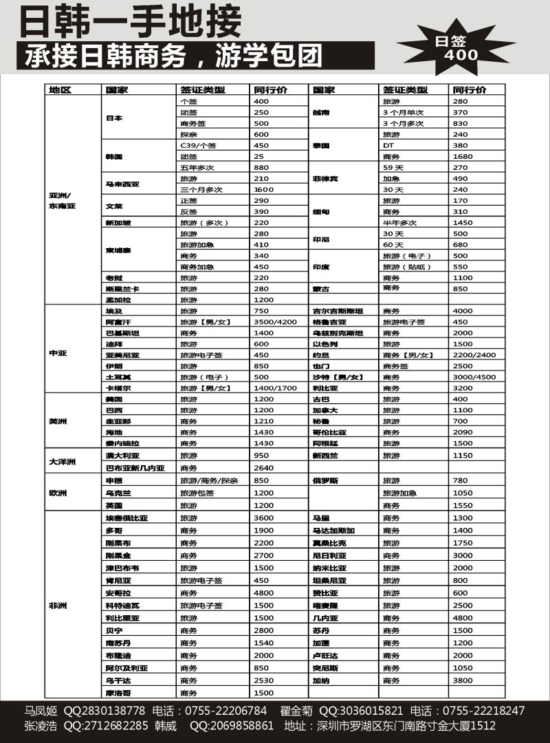 游途签证日韩泰新马 海南广西 国际版