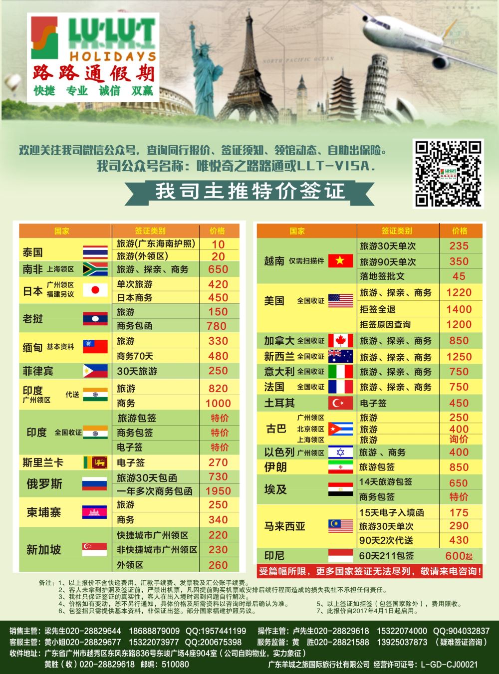 路路通签证同行报价(广州、广州国际、深港国际、粤东、粤西、海南、福建+广西+云南+贵州+湖南国际）
