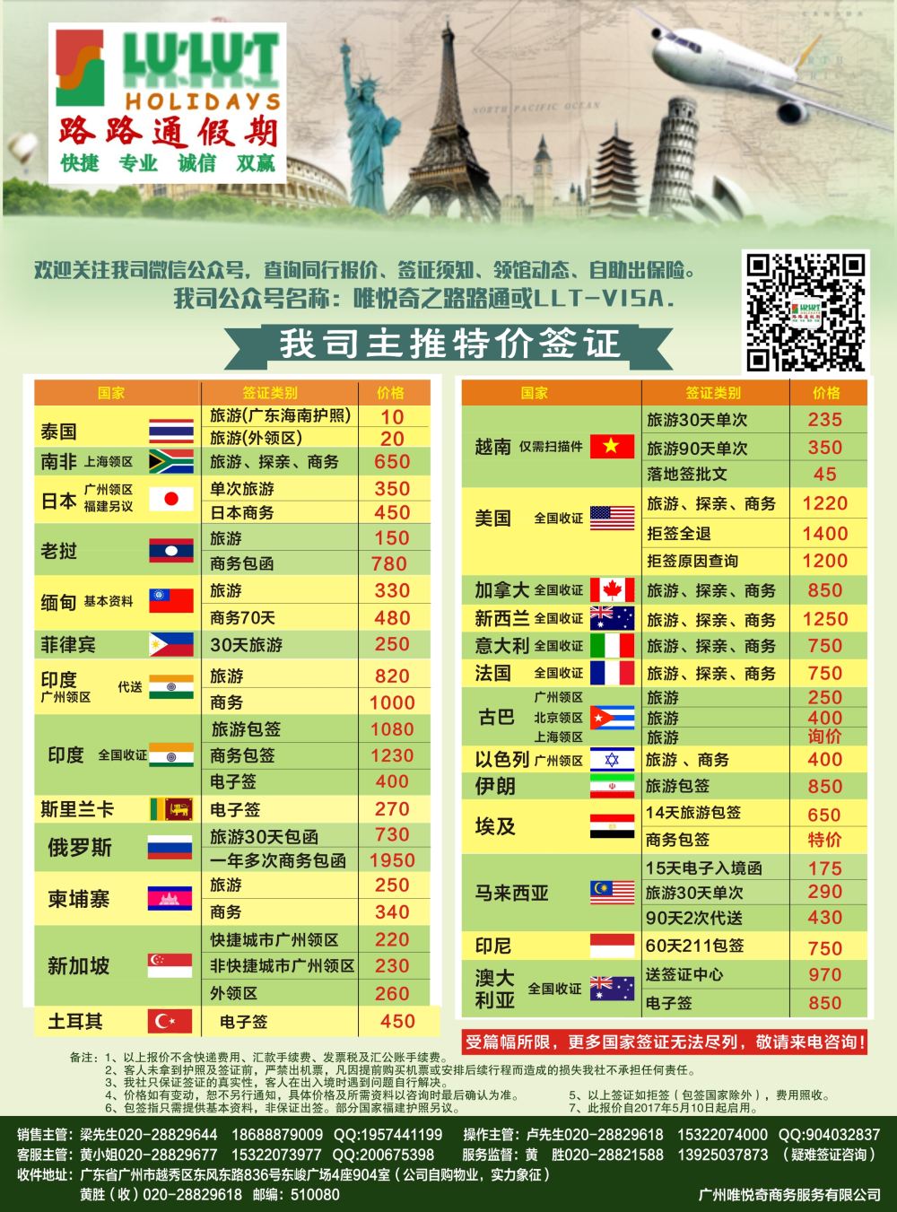 路路通签证同行报价(广州、广州国际、深港国际、粤东、粤西、海南、福建+广西+云南+贵州+湖南国际）