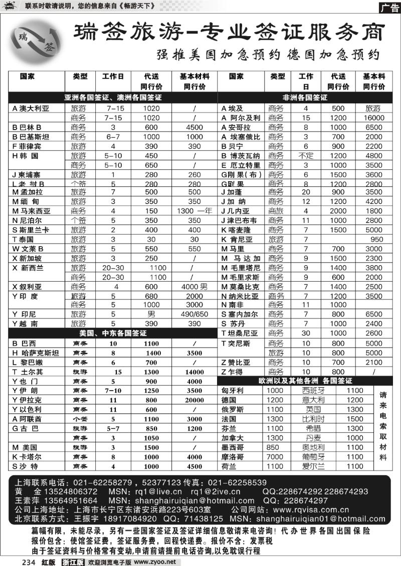 234 瑞签旅游●专业签证服务商