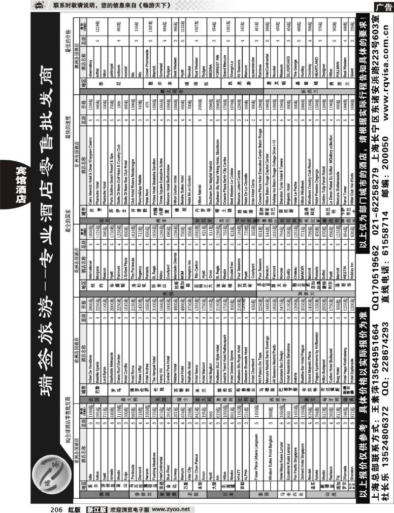 206  瑞签旅游--专业酒店零售批发商
