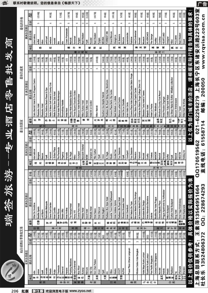 206  瑞签旅游--专业酒店零售批发商