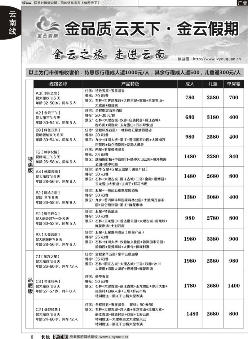 8 金云假期--云南专线