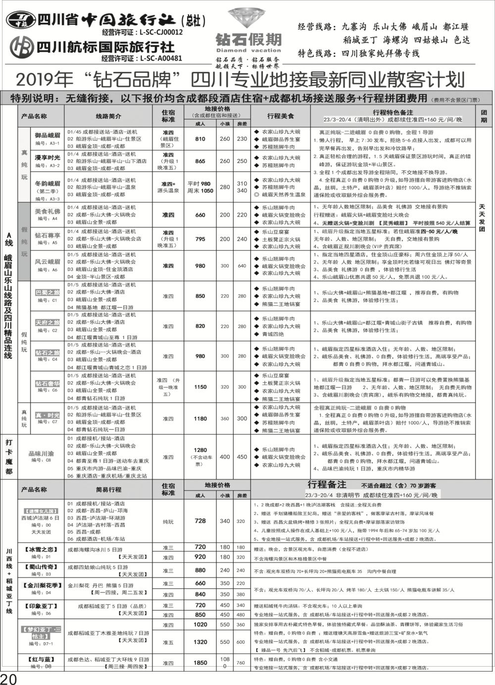 P20 钻石假期四川省中国旅行社（总社）峨眉山乐山金牌专线