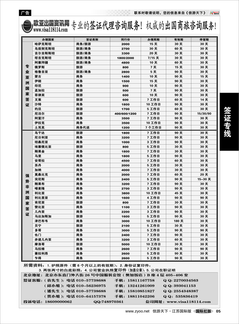 5 签证专线 欧亚出国签证中心