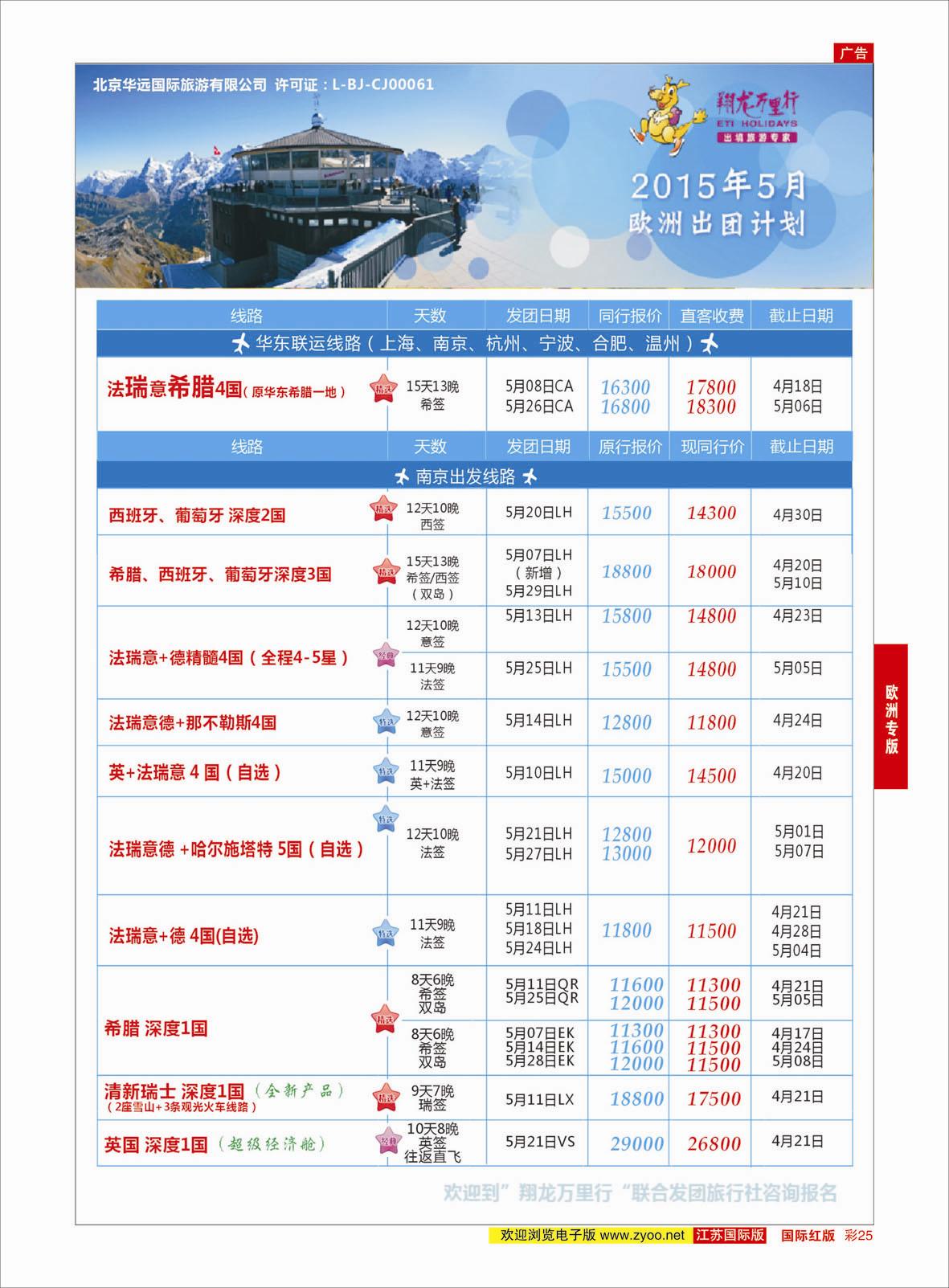 红彩25 翔龙万里行 ｛02600｝ 欧洲专版