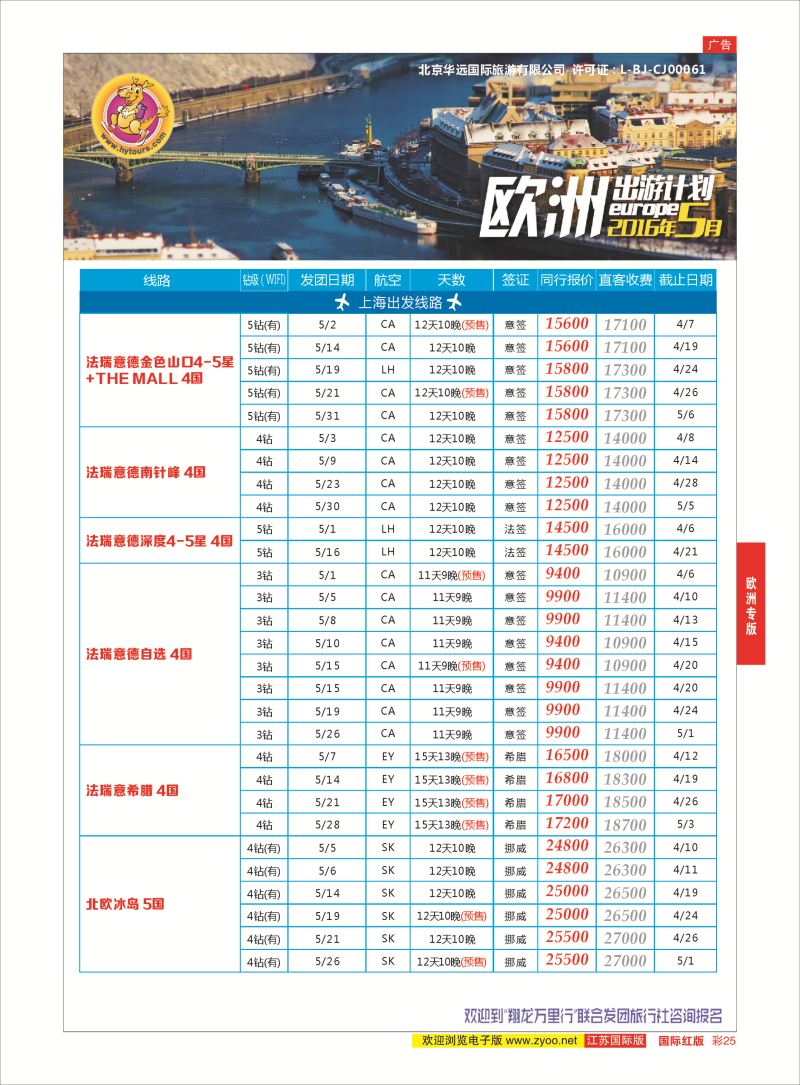 红彩25 翔龙万里行 ｛02600｝ 欧洲专版