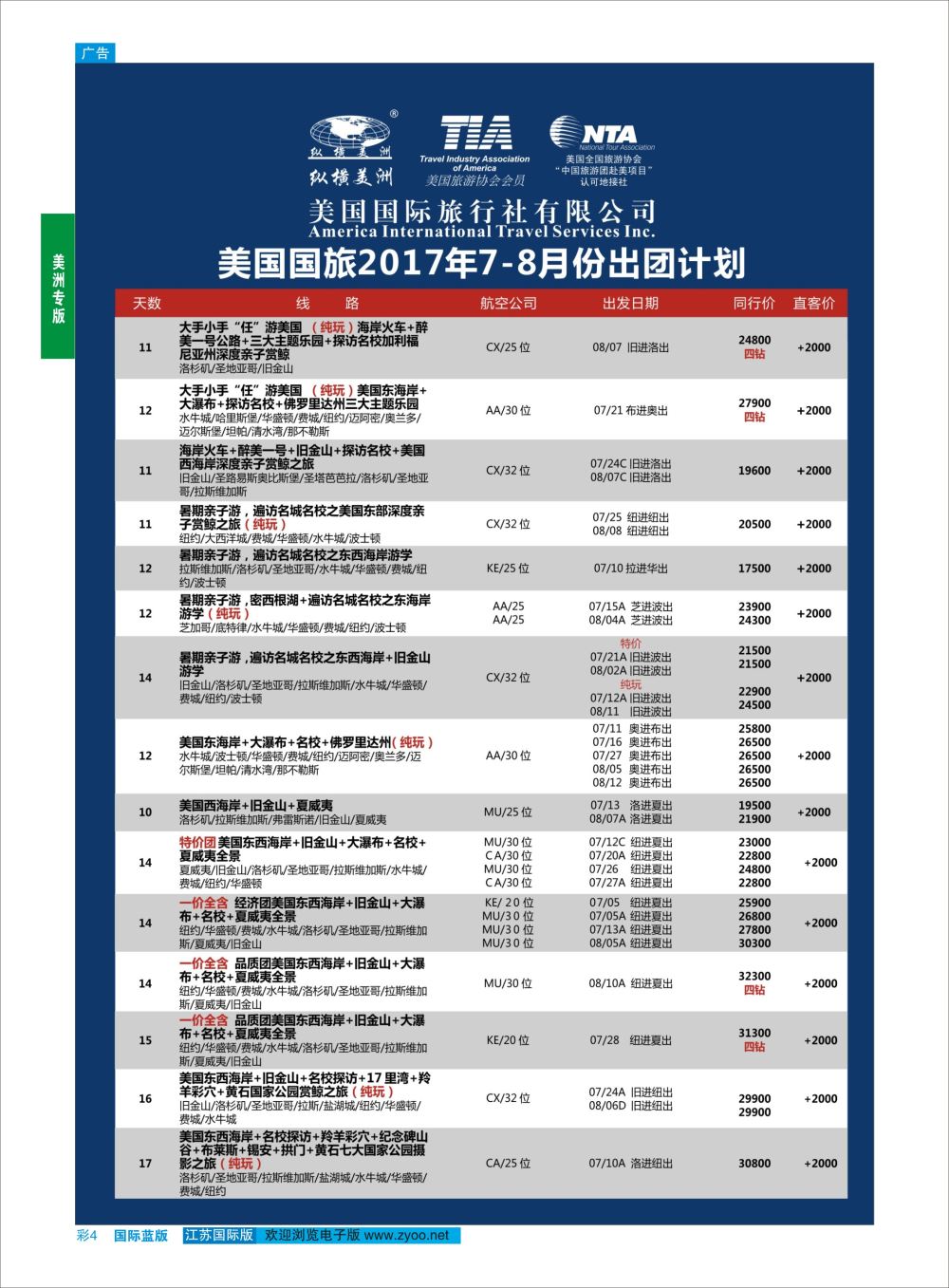 彩4 纵横美洲  美洲线路