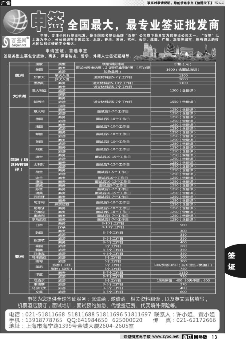 13 申请签证●首选申签