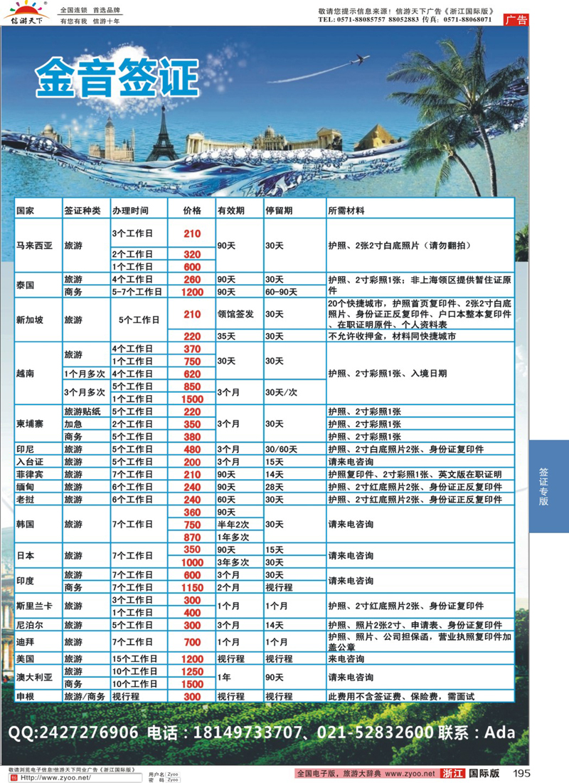 195 金音签证 