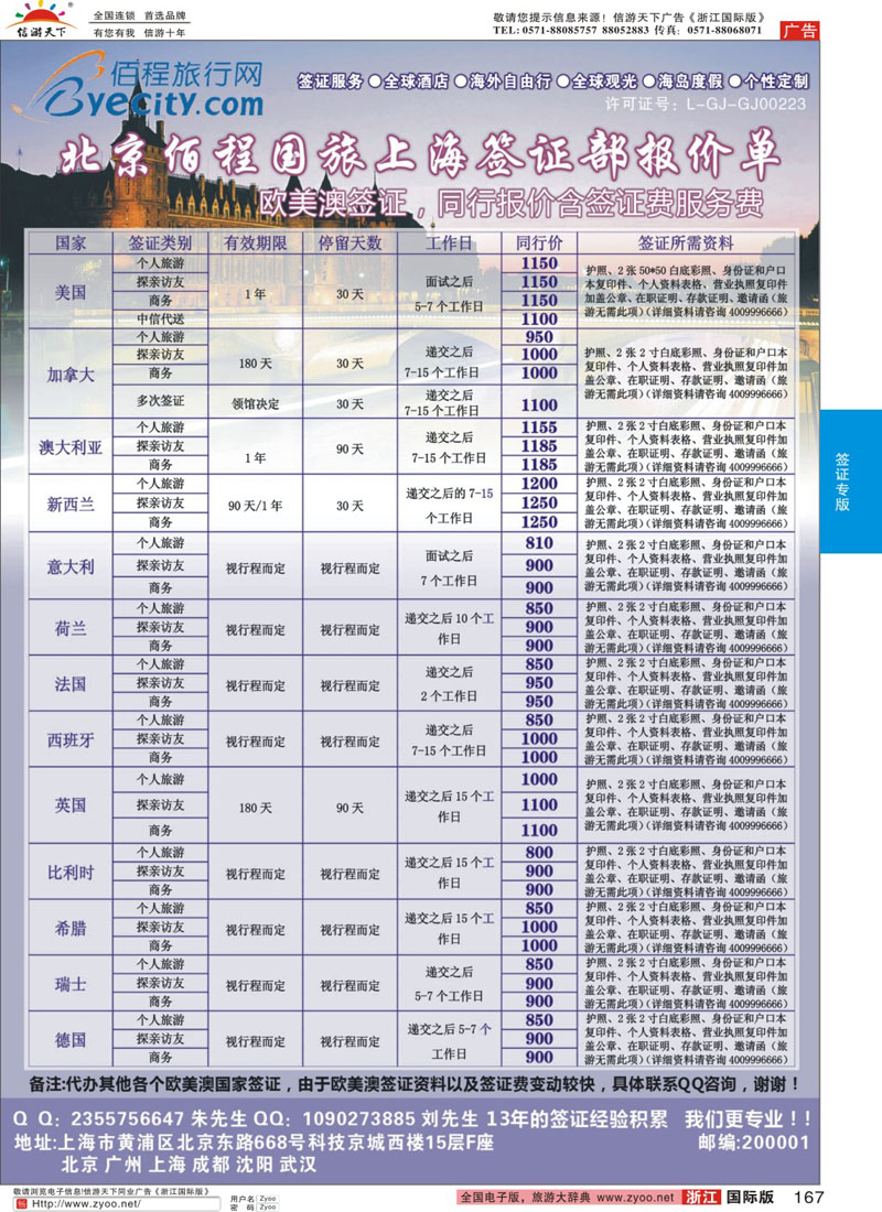 167 北京佰程国旅-上海签证部 