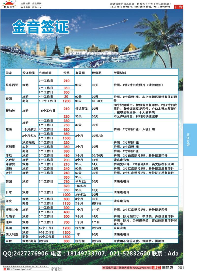201 金音签证 