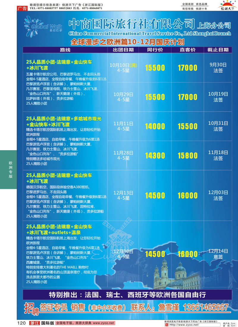 120 全球漫步之欧洲篇6-8月计划