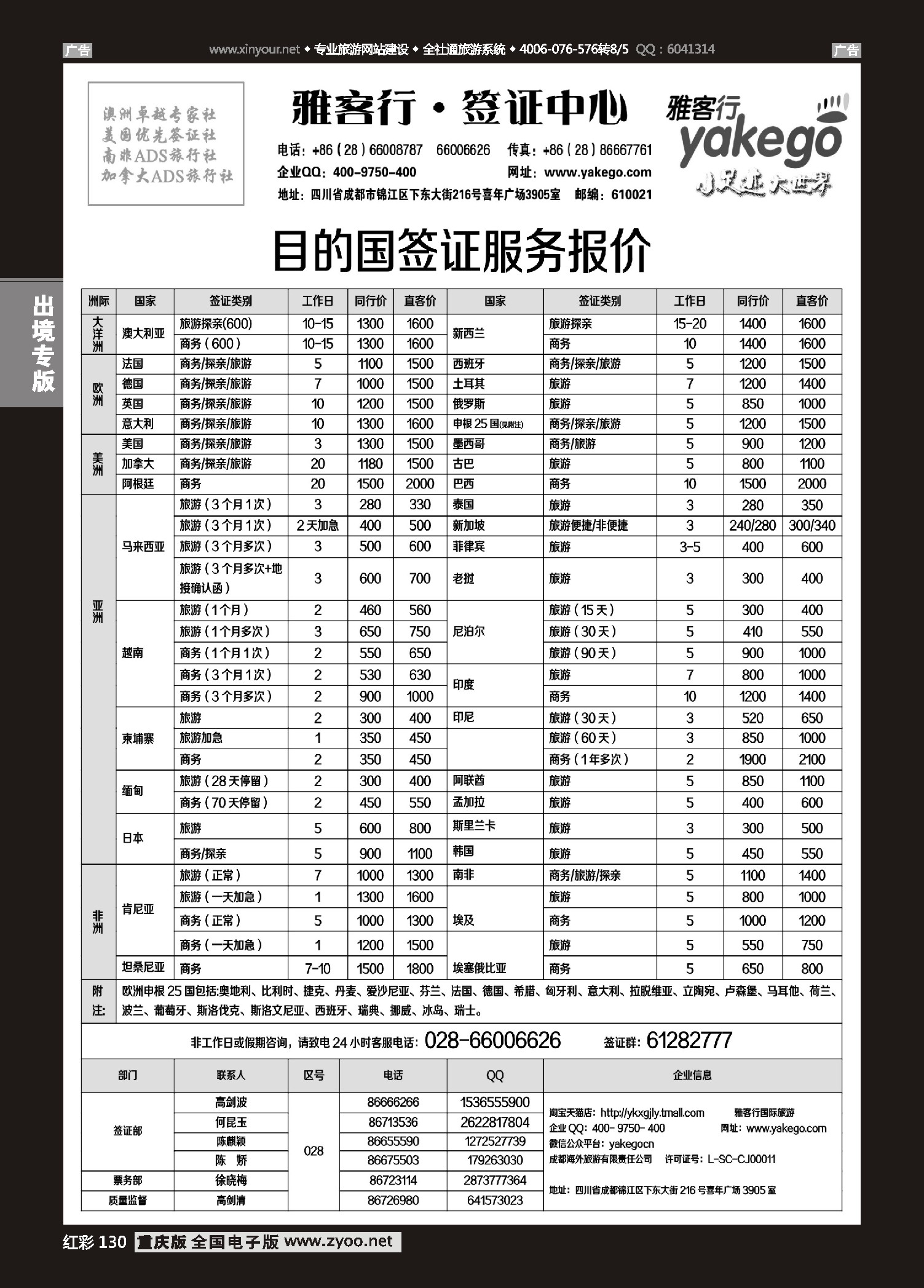 130  雅客签证