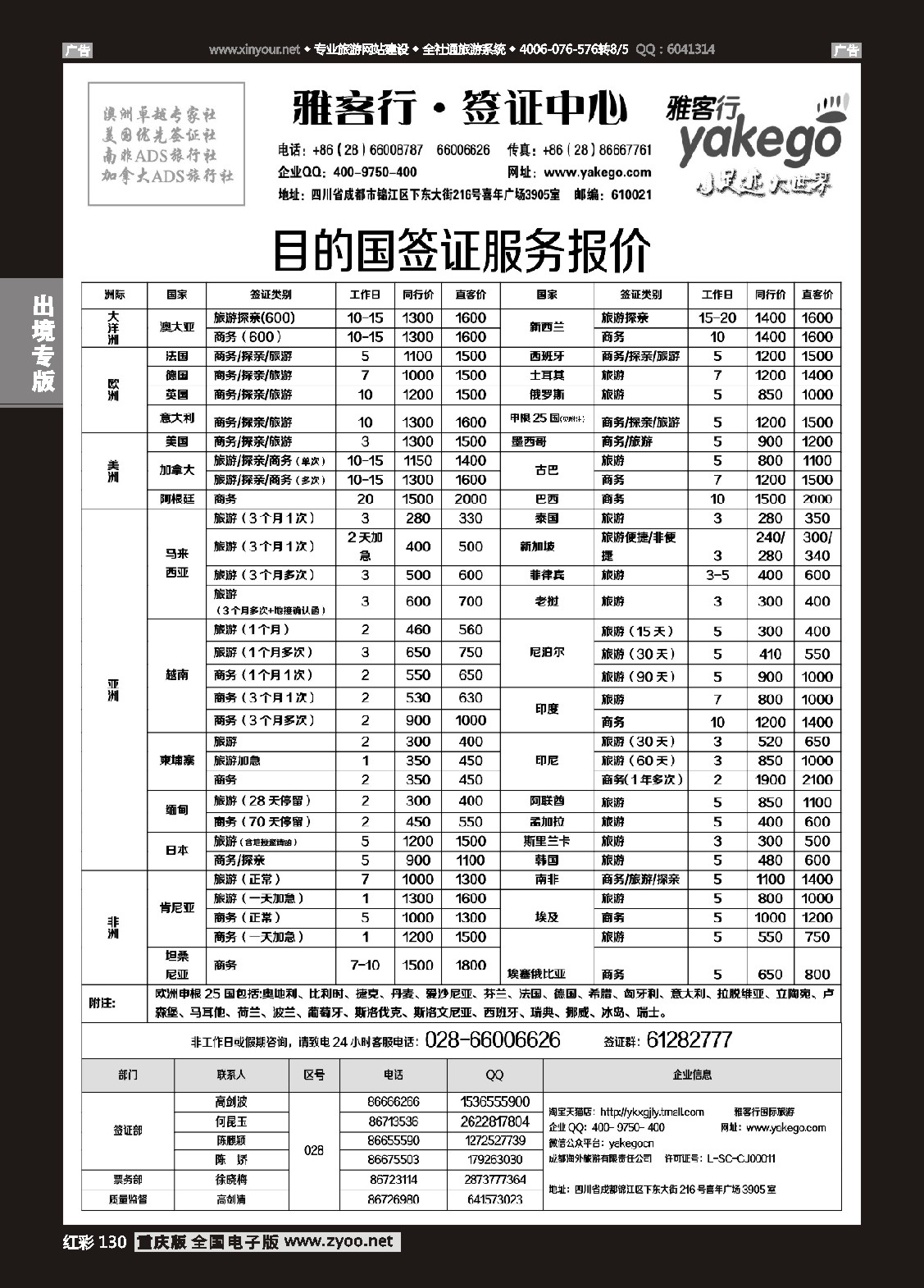 130  雅客签证
