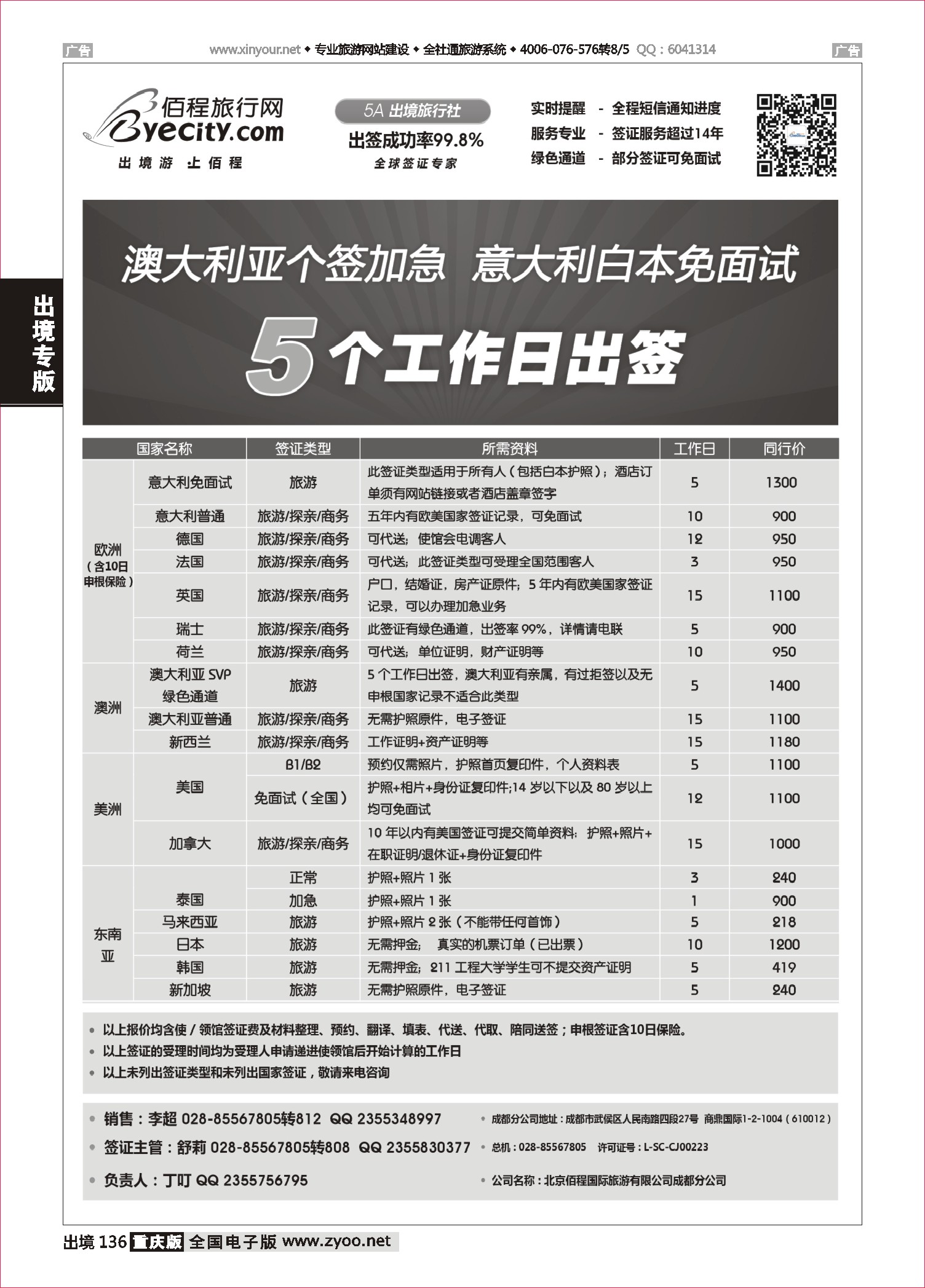 136  北京佰程国际旅游有限公司成都分公司