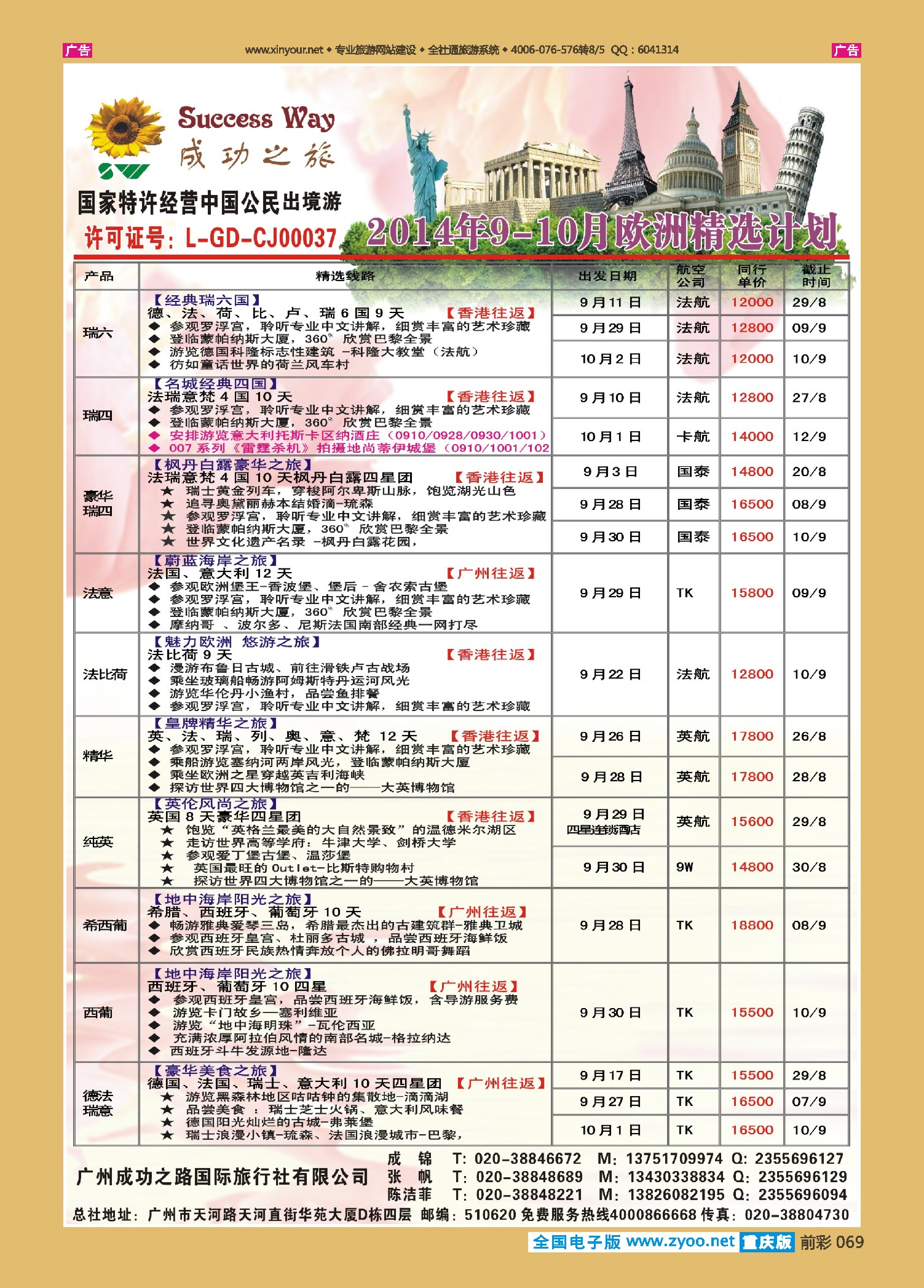 前彩069广州成功之旅－－欧洲、美洲、南美计划