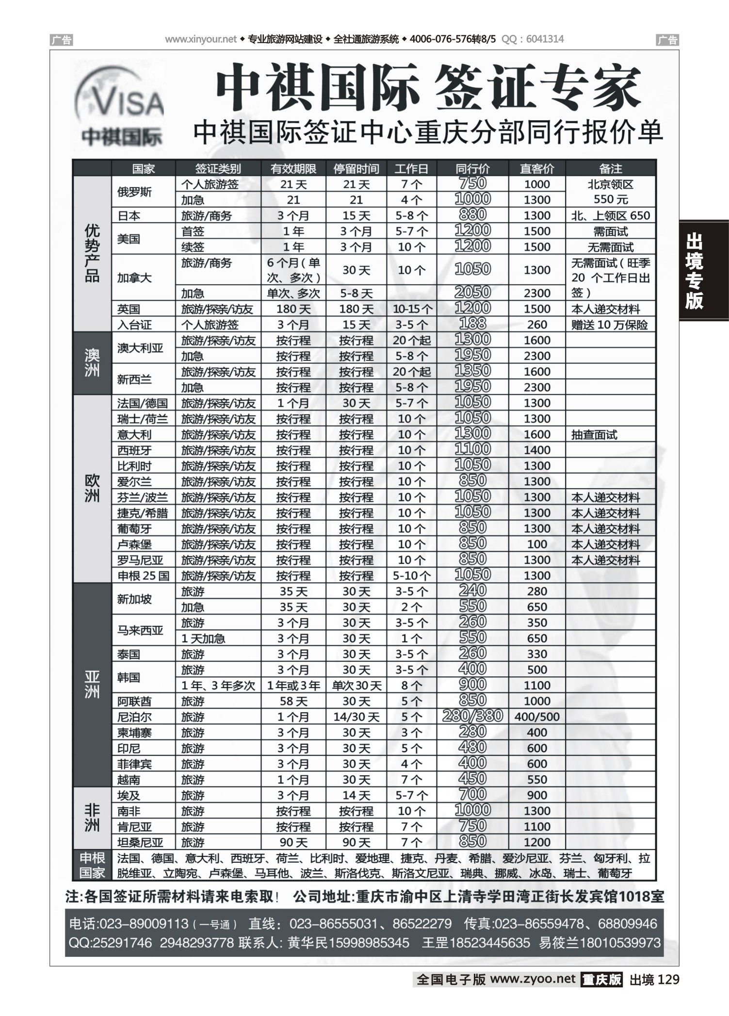 出境129中褀国际签证