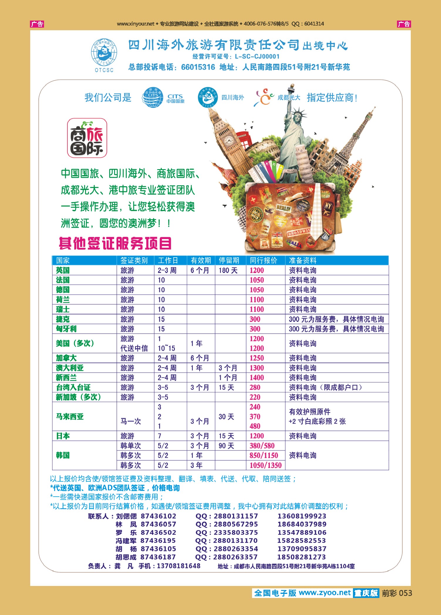 前彩053四川海外旅游-商旅假期-签证