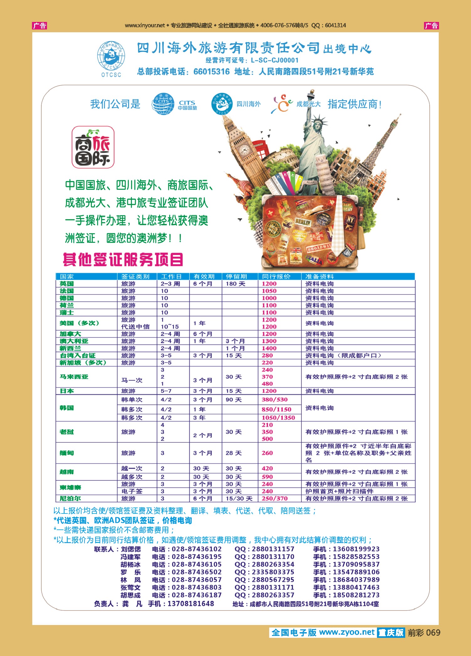 前彩069四川海外旅游-商旅假期-签证