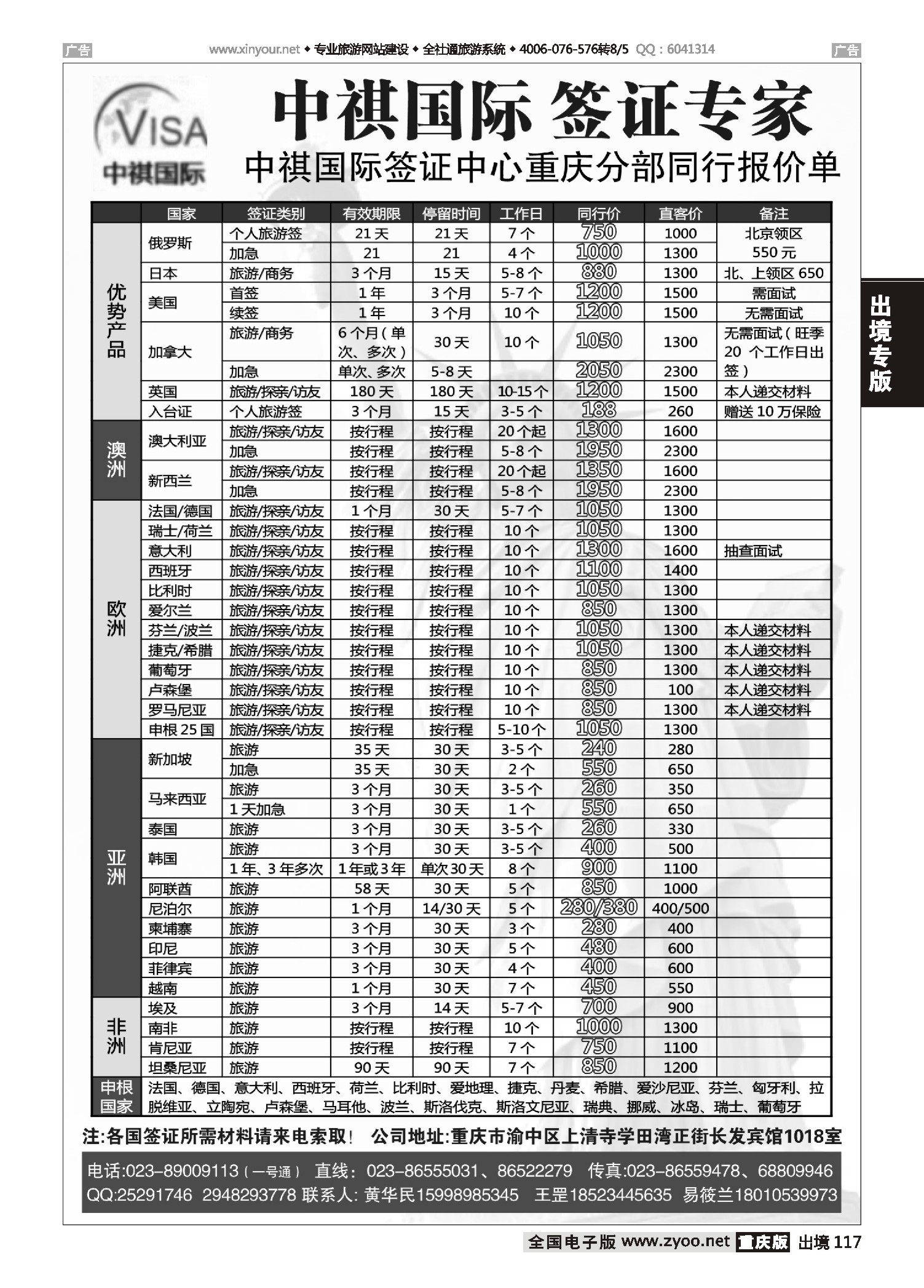 出境117中褀国际签证