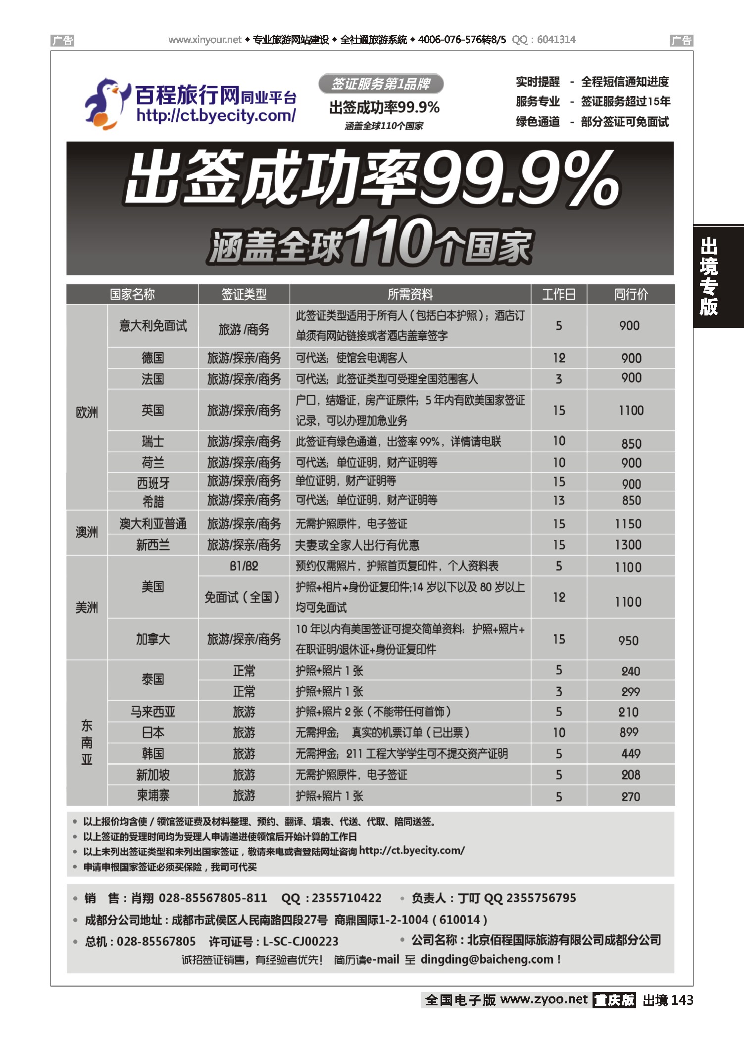 出境143北京佰程国际旅游有限公司成都分公司