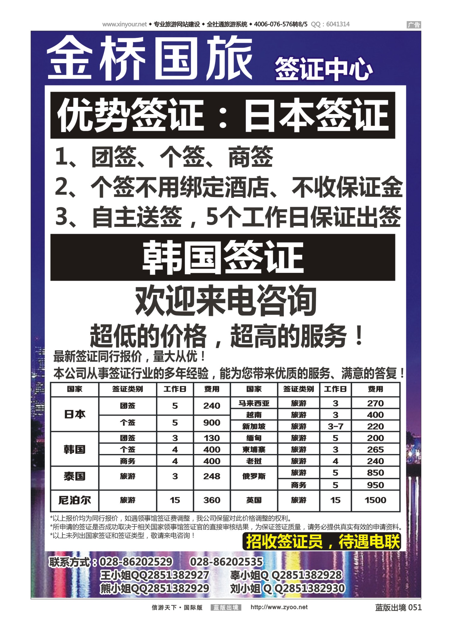 蓝版黑白051   510期   成都金桥签证