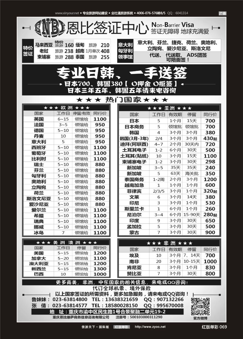 红69 恩比签证-欧洲、亚洲、美洲、澳洲、非洲 