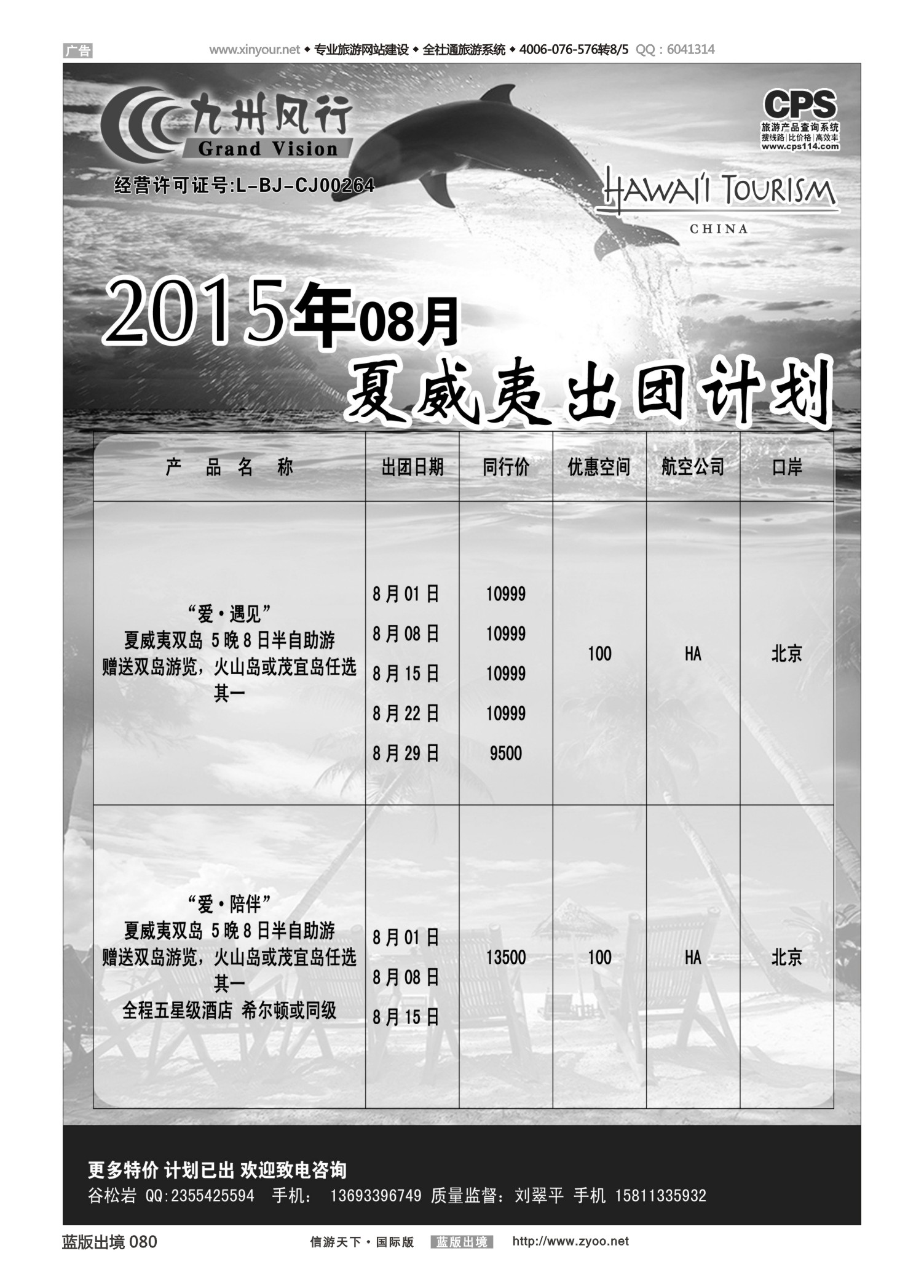 蓝80 533 九州风行-夏威夷出团计划