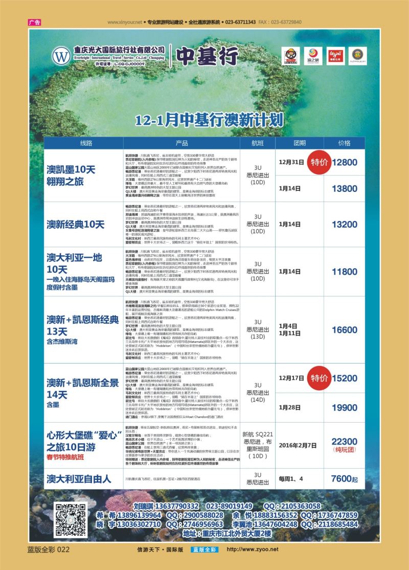 蓝22 550 中基行-美国、南非、澳洲 