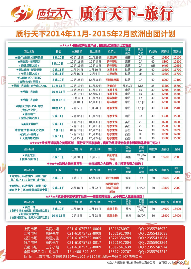 49 质行天下旅行网-欧洲出团计划