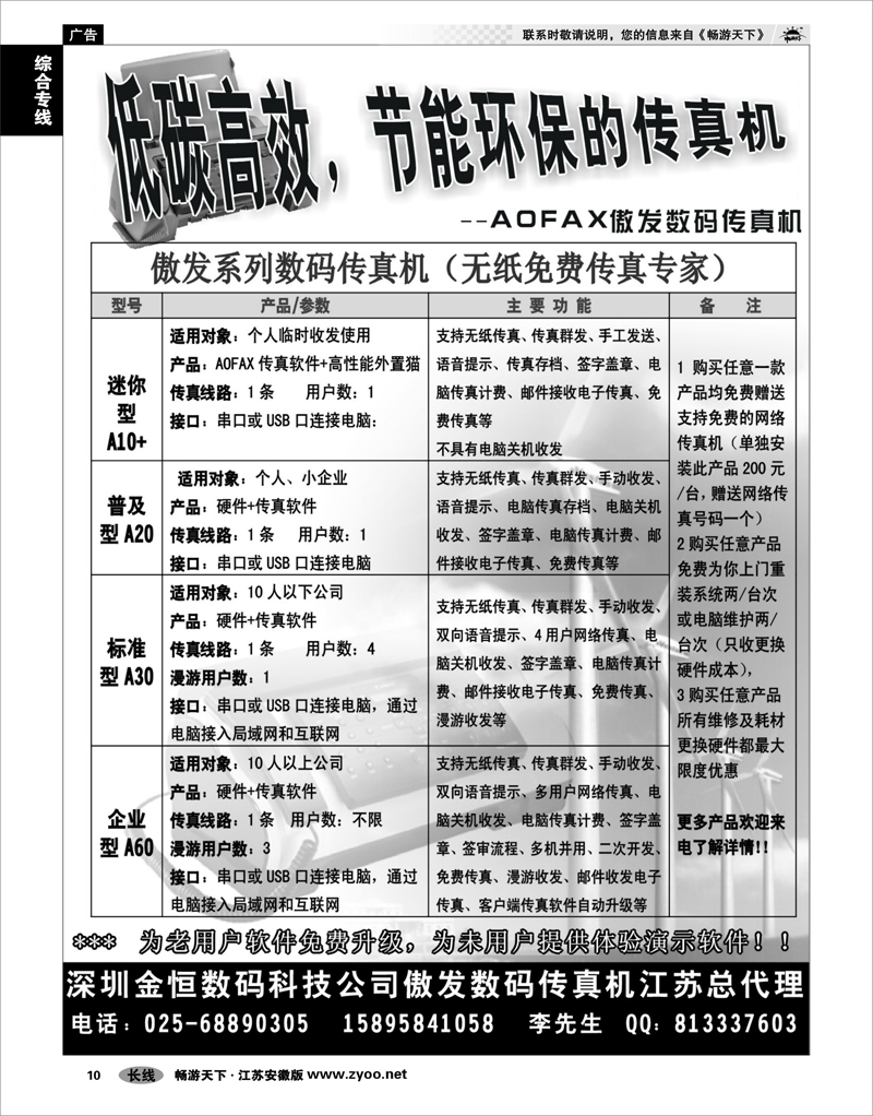 10 综合专线 不要电话费的传真机