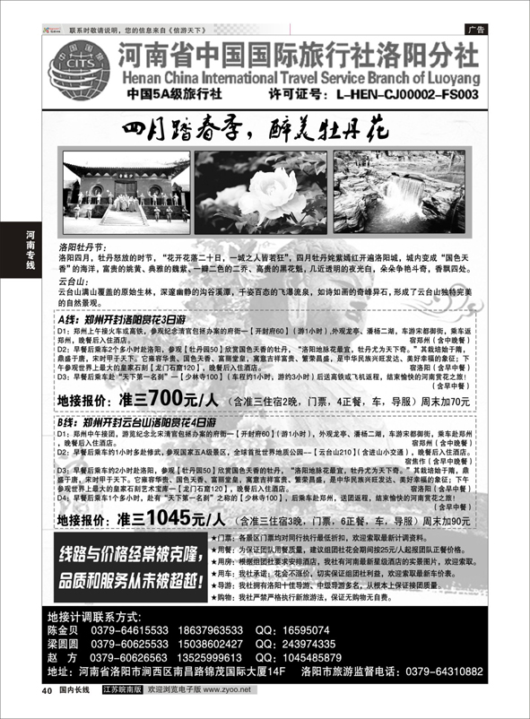 p40 河南省中国国际旅行社洛阳分社  河南专线