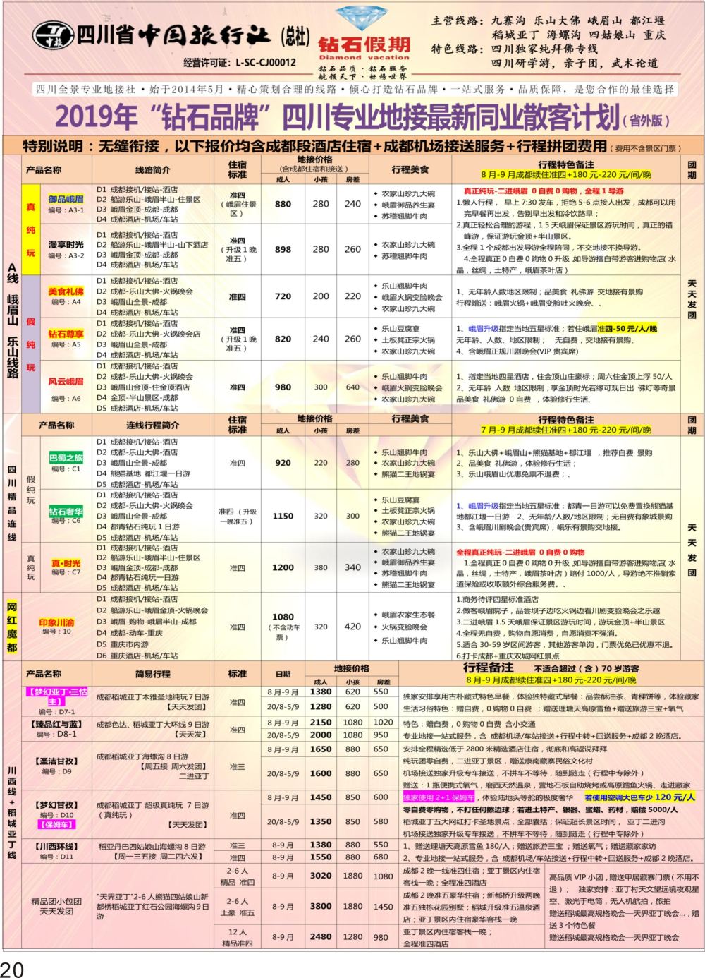 P20 钻石假期四川省中国旅行社（总社）峨眉山乐山金牌专线