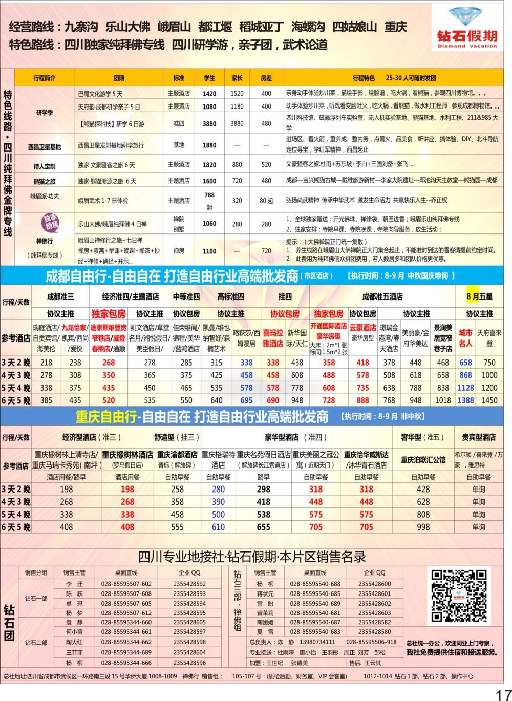 彩P17 钻石假期四川省中国旅行社（总社）川西环线特色高端线路