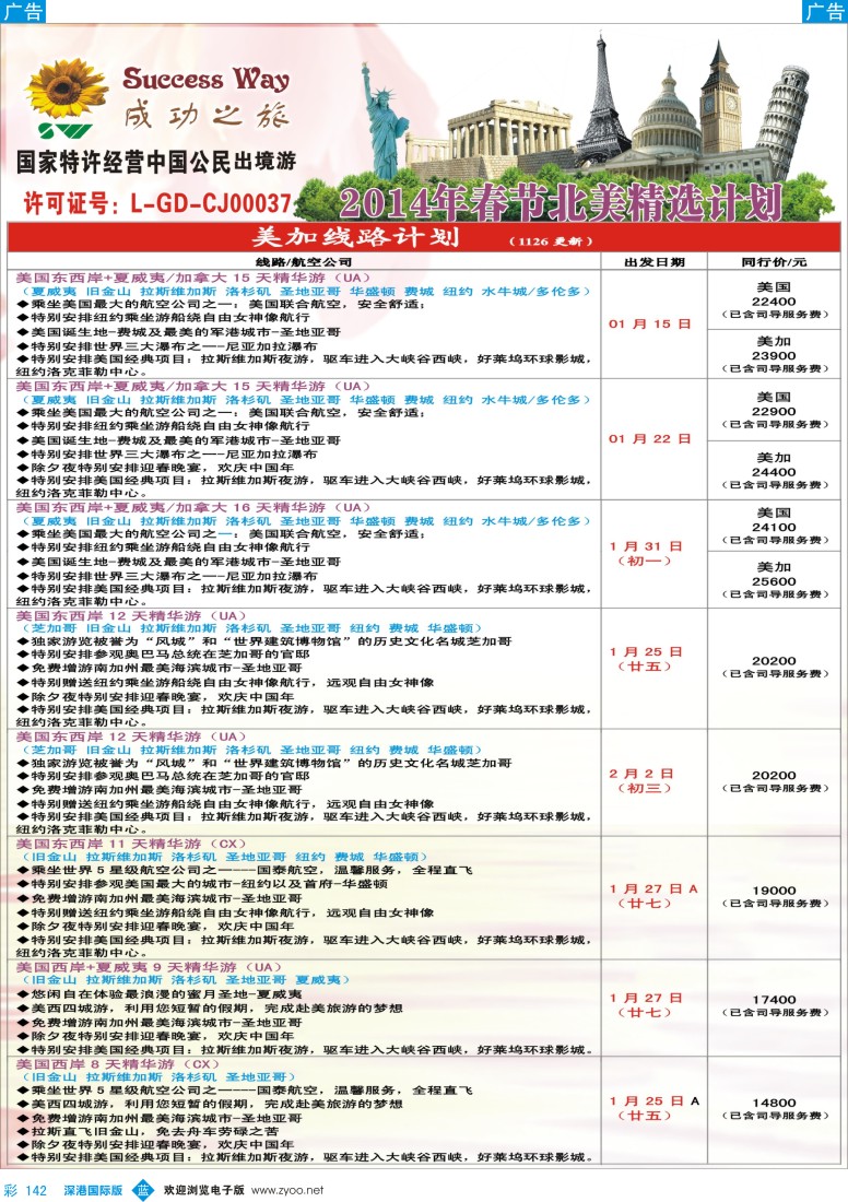 b彩142  成功之旅---北美／南美计划