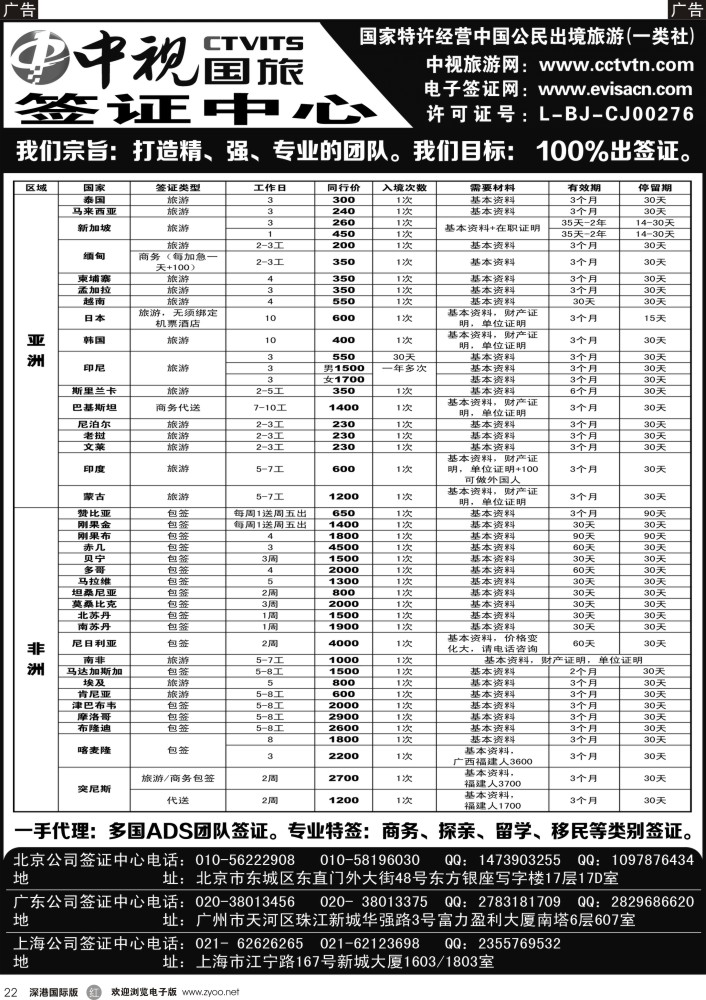 r黑022  中视国旅签证中心