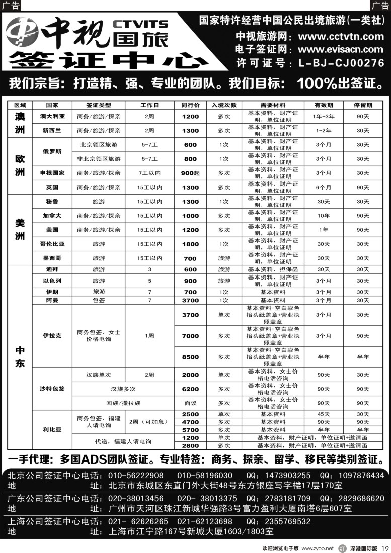 r黑019  中视国旅签证中心