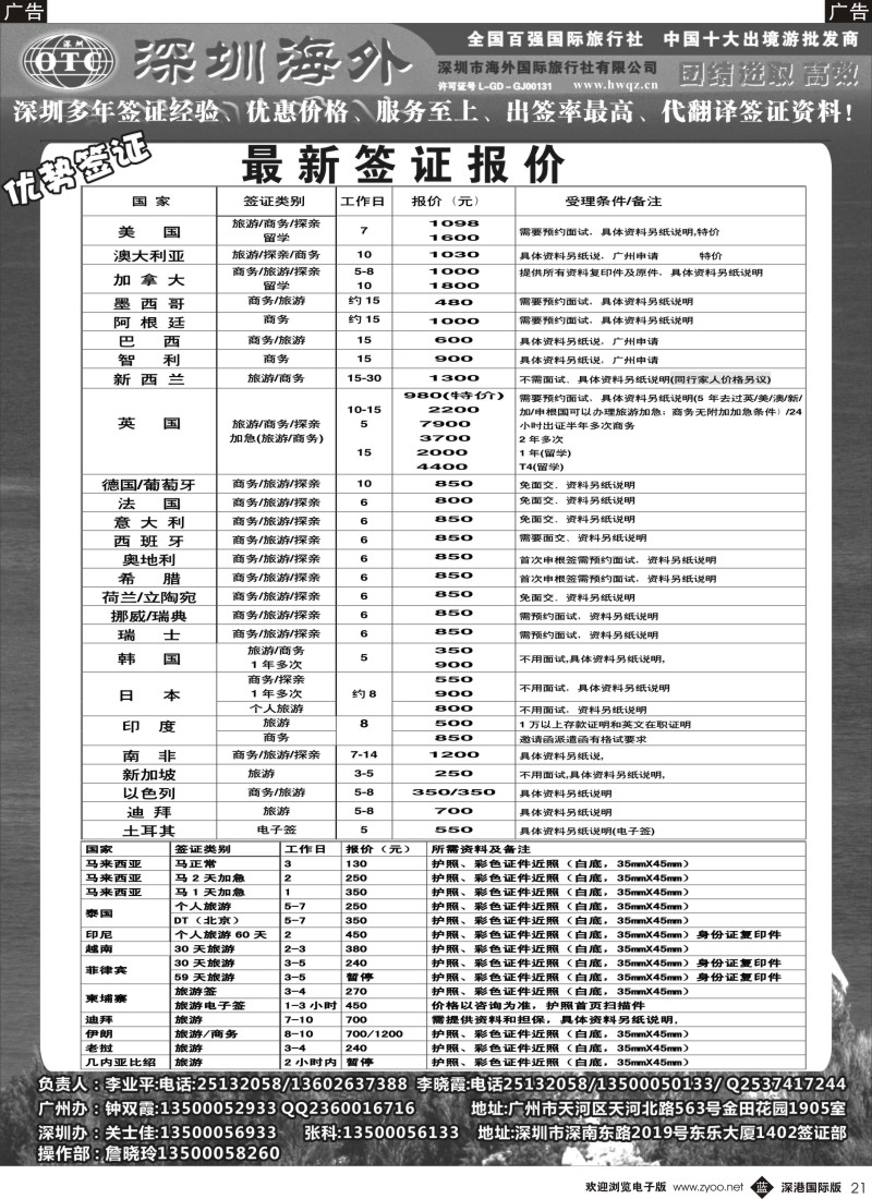 b黑021  海外国旅签证部
