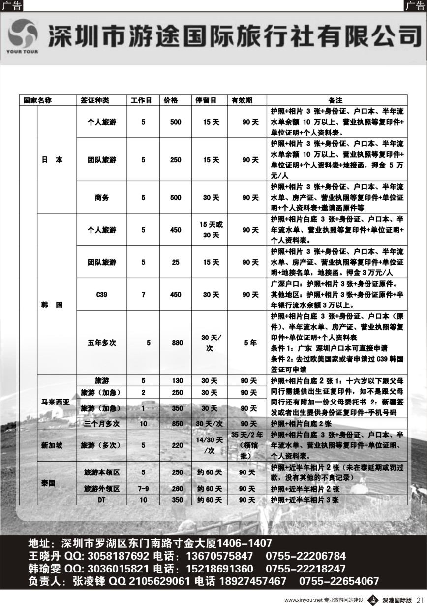 r黑021  游途签证日韩泰新马