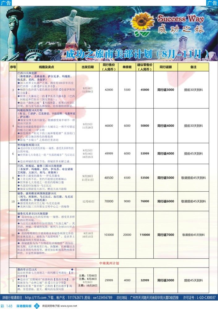 b彩148  广州成功之旅－－欧洲、美洲、南美计划