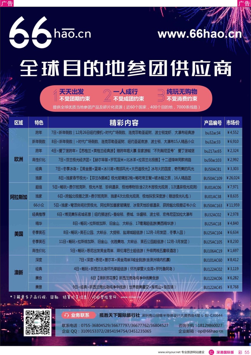 r彩055  全球目的地参团供应商 66hao-欧美极光、跨年，澳新专场