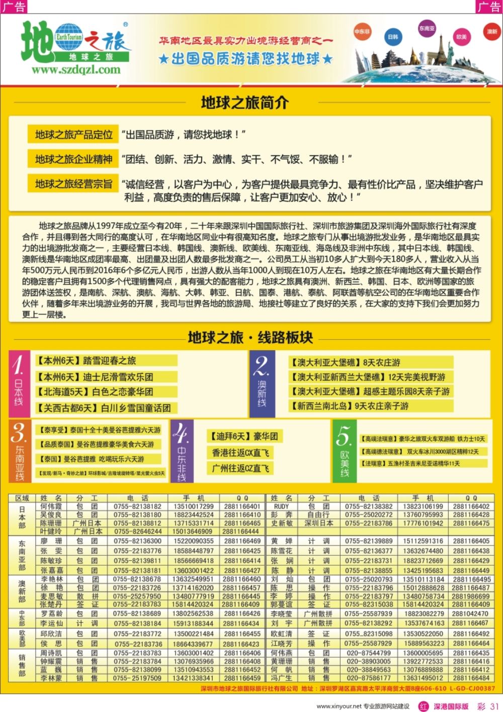 r彩031  深圳市地球之旅国际旅行社有限公司